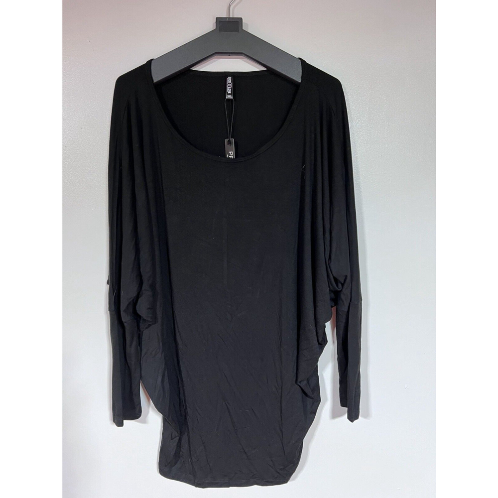 Lock & Love® Black Stretchy Pullover V-Neck Kimono Sleeve Top - Size XXL New - Picture 1 of 9